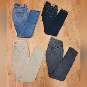 4 for$40 A&F, True Religion, Buffalo skinny jeans size 24.